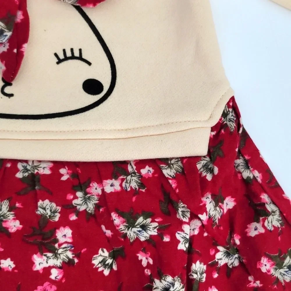 Toddler Girl Fall/Winter Brushed Soft Inside Bunny Dress Littlechic Boutique - Picture 4 of 6